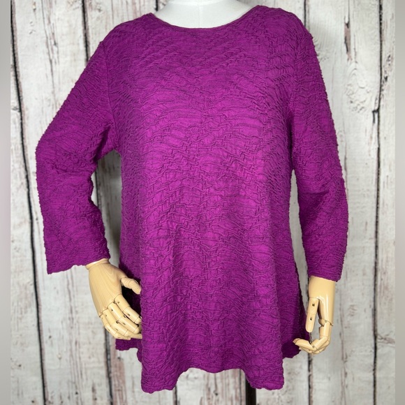 Habitat Textured Pullover Long Sleeve Draped Cotton Blend Top Tunic Size Medium - Picture 3 of 15